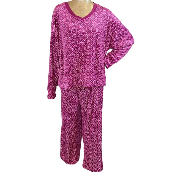 Nautica Velour 2-Piece Lounge Set XL Burgundy #34R - Picture 1 of 9